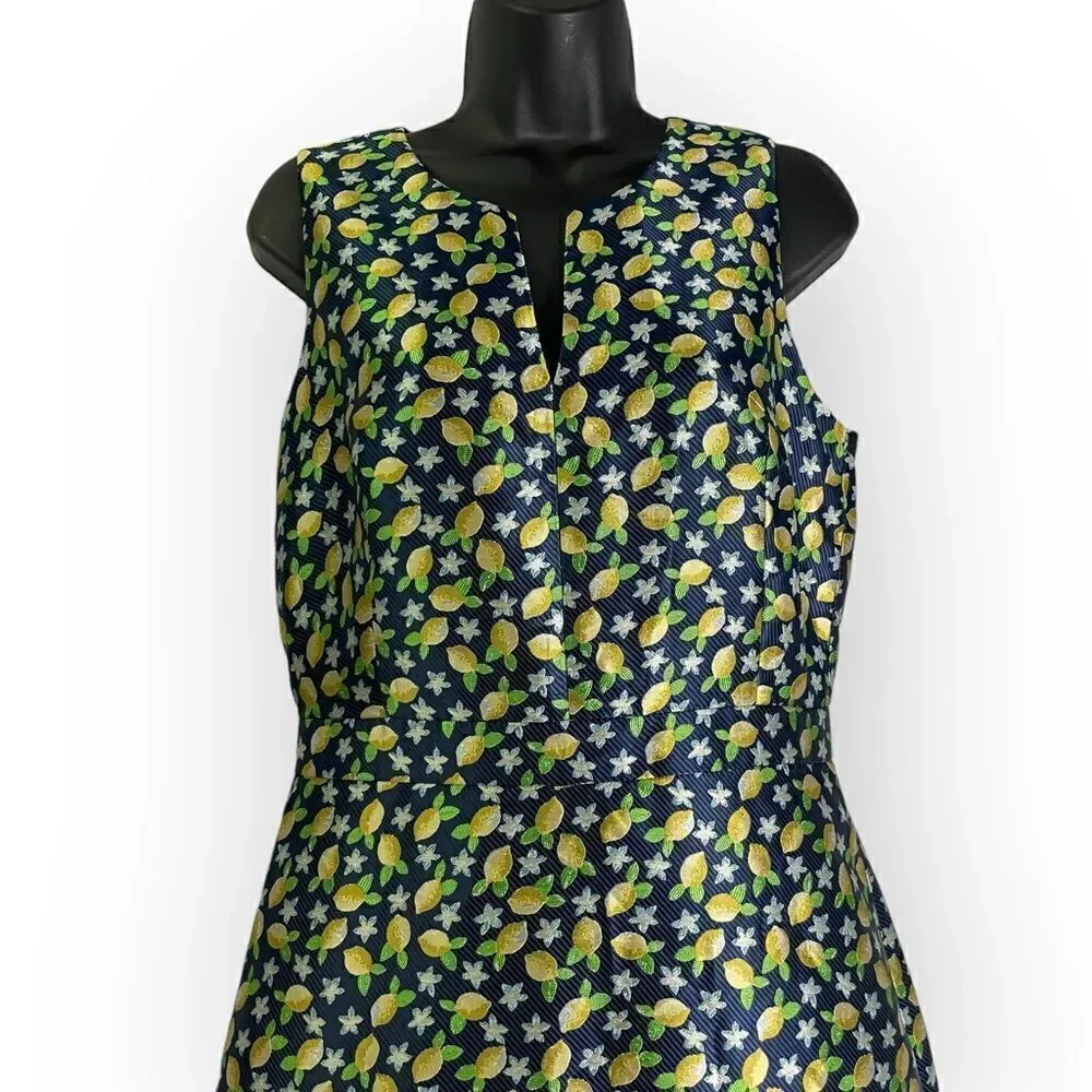 J.Crew V-Neck Sheath Dress in Lemon Jacquard 8 Tall